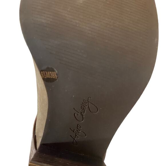 Arturo Chiang Bootie Peep Toe Upper Leather Snake Pattern Brown Taupe Size 9.5 - Picture 9 of 10